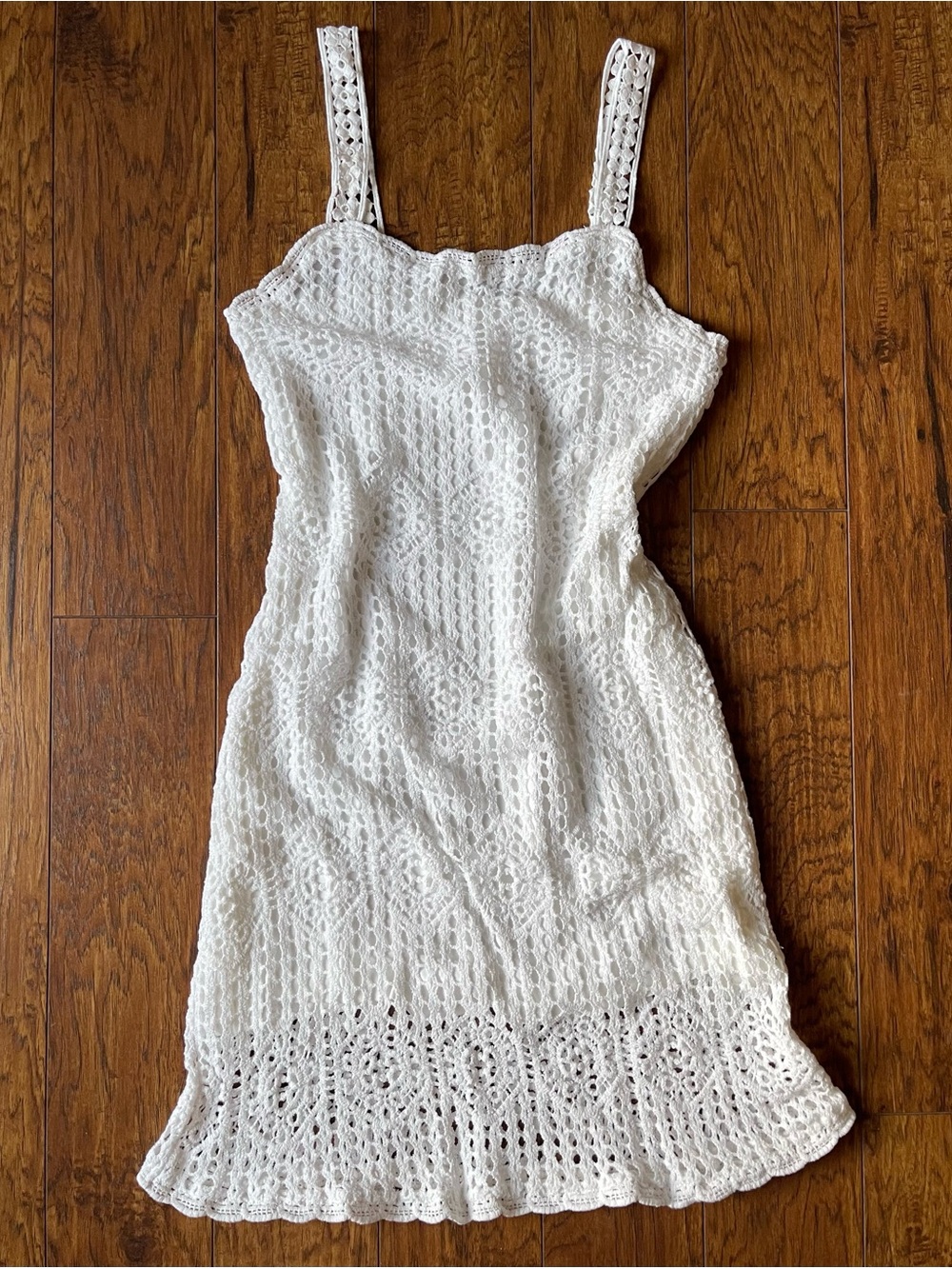 La Blanca White Crochet Midi Dress